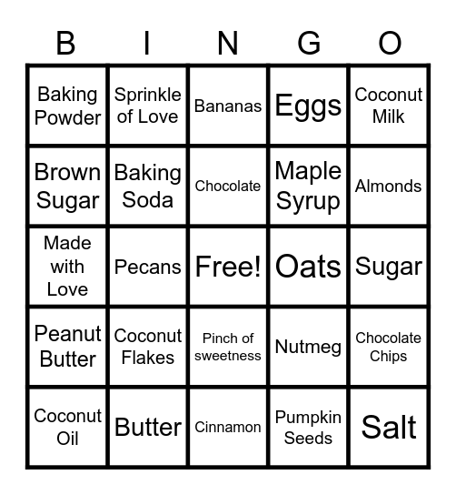 What's in your recipe? Bingo Card