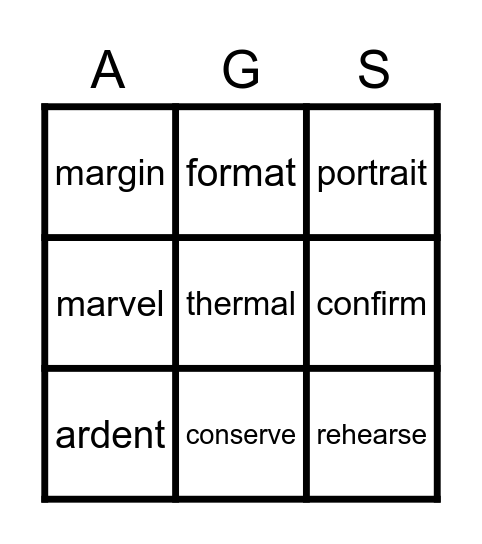 R controlled vowels Bingo Card