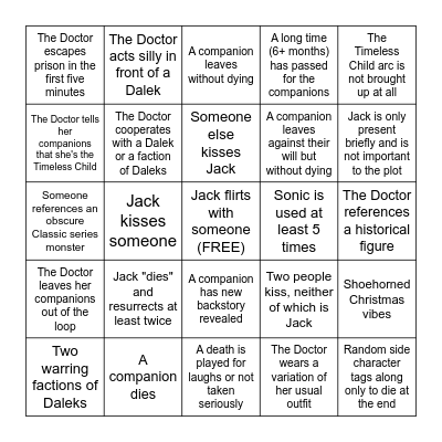 Revolution of the Daleks BINGO Card