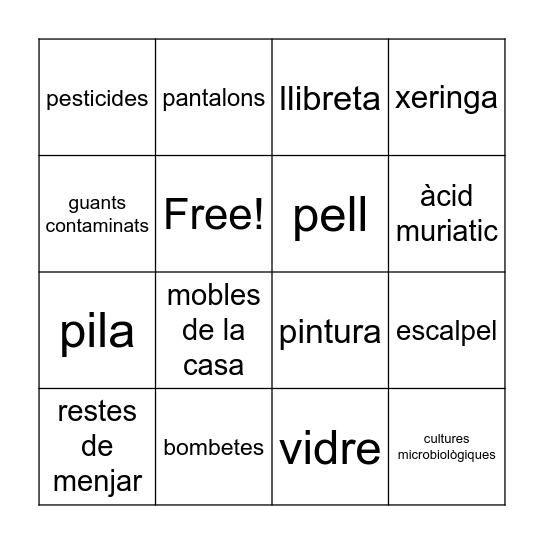 Els Residus Bingo Card