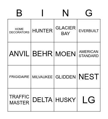 VENDORS Bingo Card