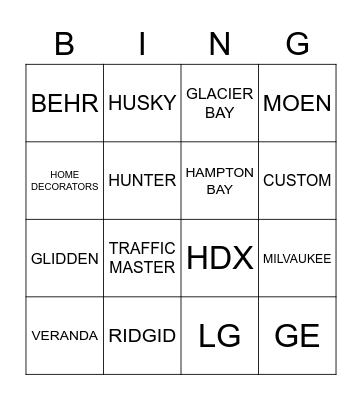 VENDORS Bingo Card