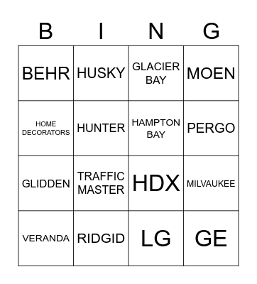 VENDORS Bingo Card