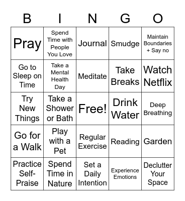 Holistic Wellness BINGO Card