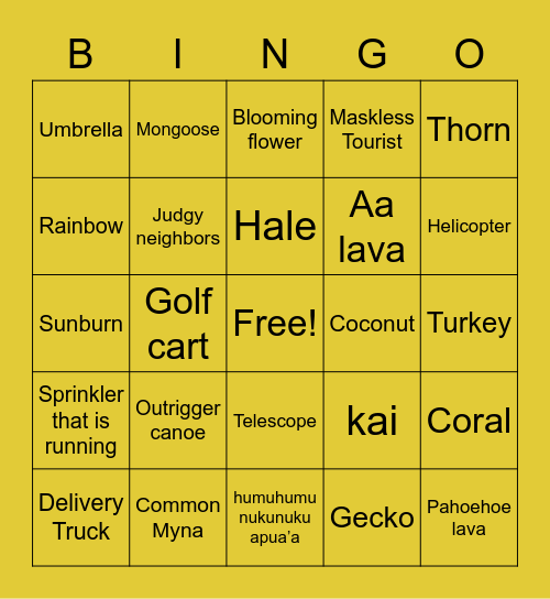 Slice of Paradise Bingo Card