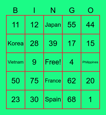 ILAC xmas Party Bingo Card