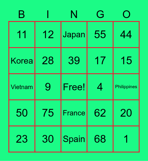 ILAC xmas Party Bingo Card