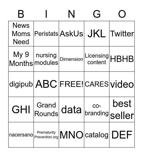 Mission Bingo Card