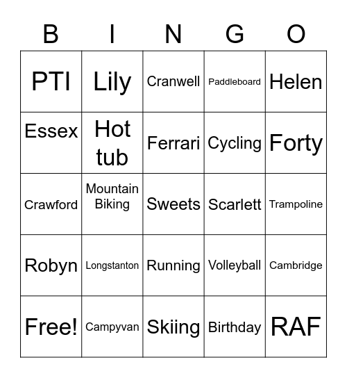 Phil Bingo!! Bingo Card