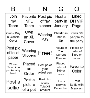 TULA XII BINGO Card