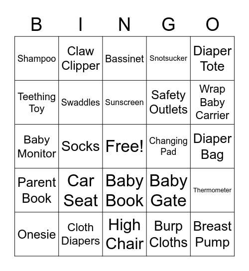 Bee Baby Bingo Card