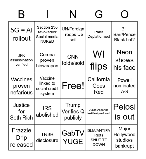 End of the World 2! Bingo Card