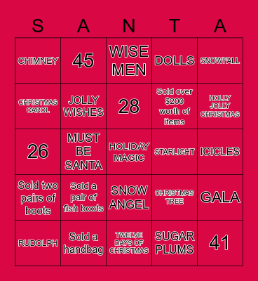 MERRY CHRISTMAS Bingo Card