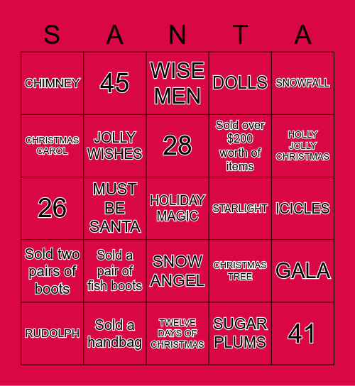 MERRY CHRISTMAS Bingo Card