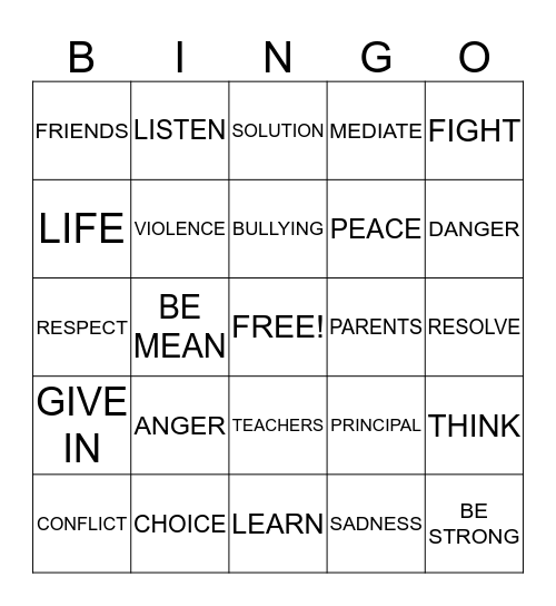 CONFLICT RESOLUTION Bingo Card