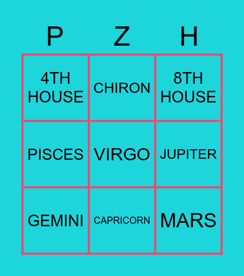 ASTROLOGY Bingo Card