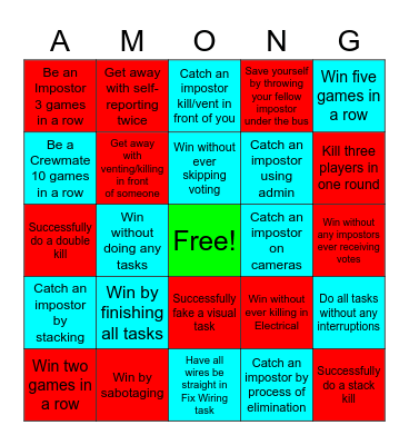 Among Us Bingo Card