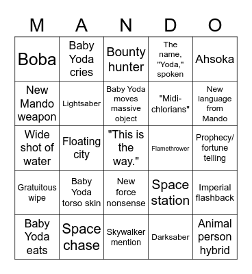 Episode 5 Bingo Card