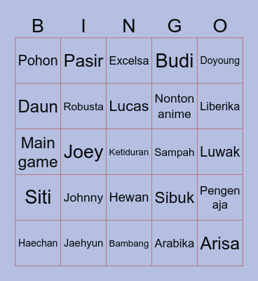 Bae's Bingo Card