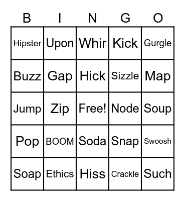 Onomatopoeia Bingo Card