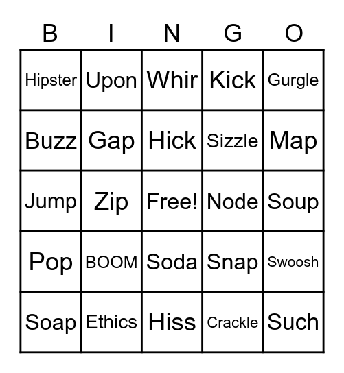 Onomatopoeia Bingo Card