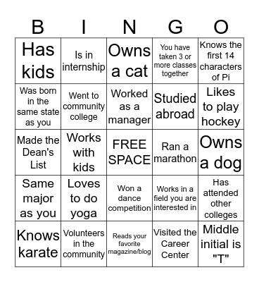 Networking Bingo Card