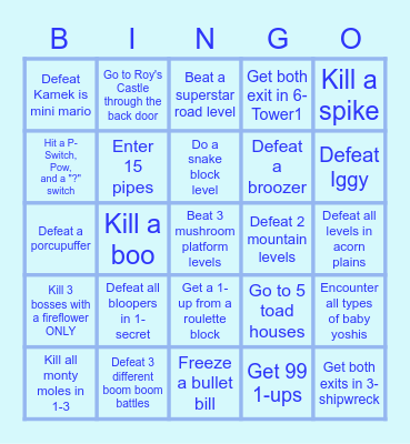 NSMBU Bingo 3 Bingo Card