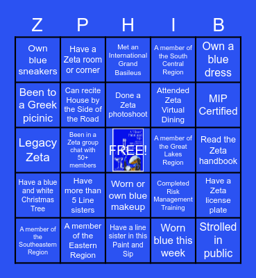 Paint and Sip Zeta Bingo Card