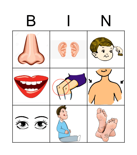 French Body Parts Bingo Card