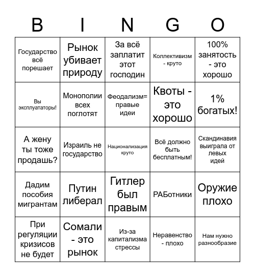 ЛЕВАК БИНГО Bingo Card