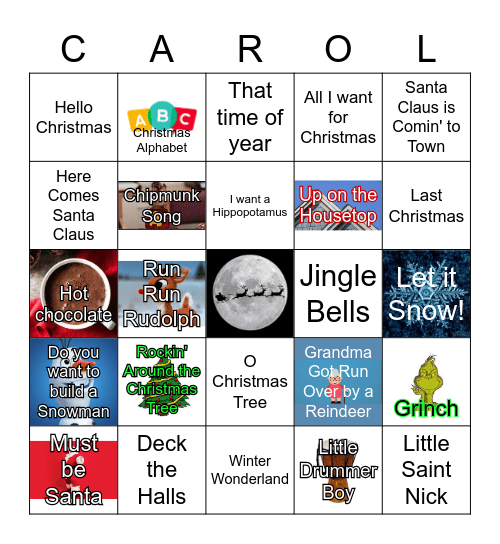 Christmas Carol Bingo Card