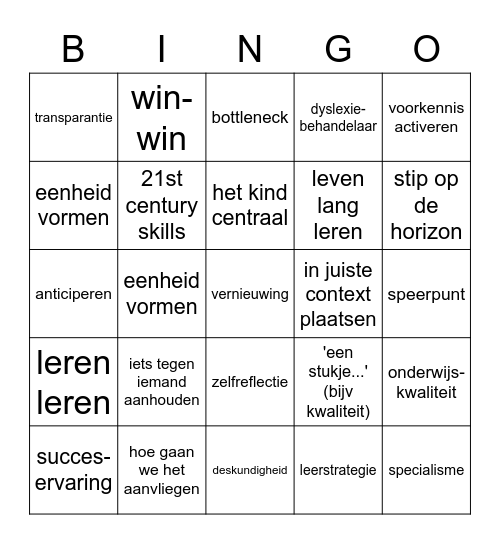 studiedag-bullshit-bingo Card