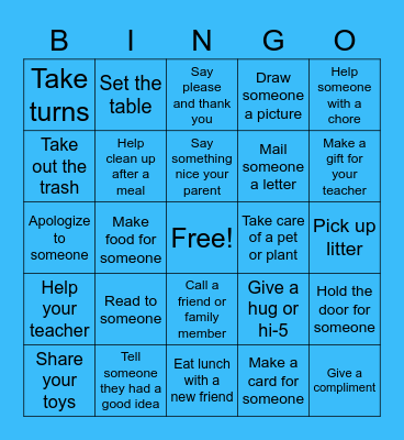 Acts of Kindness Bingo Card