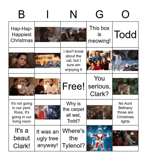 Griswold Family Christmas Bingo Card