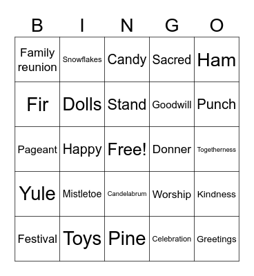 Holiday Bingo Card