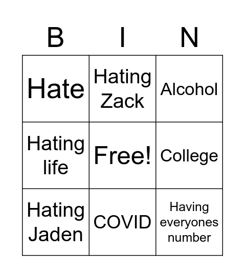 Rafi Bingo Card