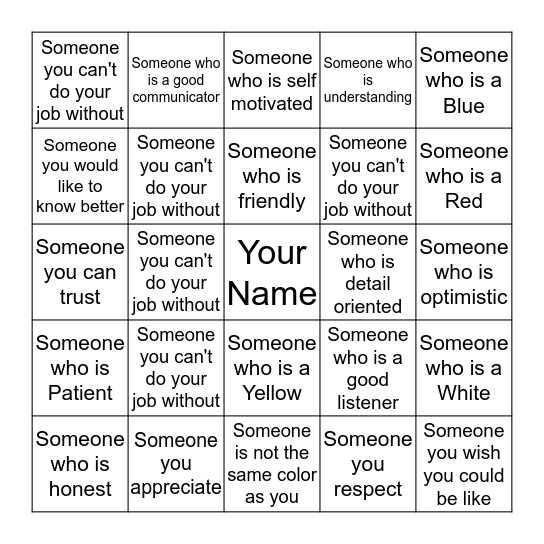 Simply Right Bingo Card