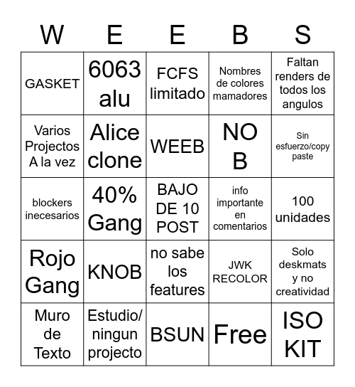 GBs y ICs 28 nov Bingo Card