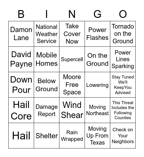 OKIE TORNADO BINGO Card