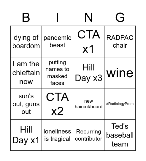 RADPAC Bingo! Bingo Card