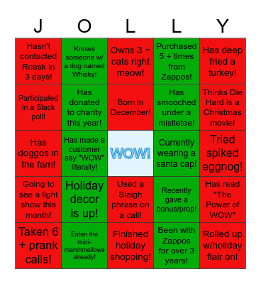 ZAWLIDAY BINGO PARTY! Bingo Card