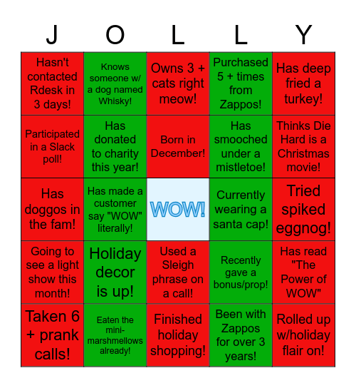 ZAWLIDAY BINGO PARTY! Bingo Card