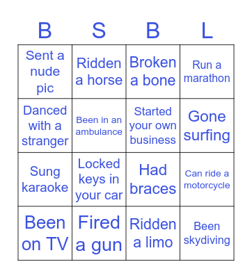 BSBL Badass Bingo Card