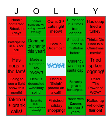ZAWLIDAY BINGO PARTY! Bingo Card