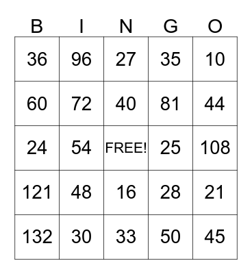 4TH GRADE BINGO Card