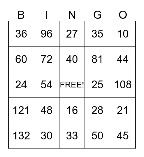 4TH GRADE BINGO Card