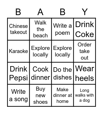 Ashley's Baby Shower Bingo Card