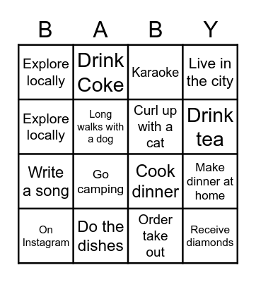 Ashley's Baby Shower Bingo Card
