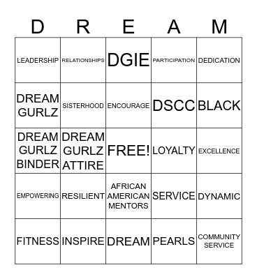 DREAM  Bingo Card