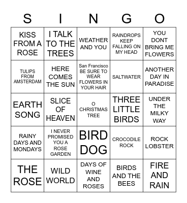 600  EARTH SKY FLORA & FAUNA Bingo Card